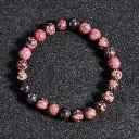 Bracelet Rhodonite noire - Perles naturelles 8mm Taille L – Grossiste minéraux