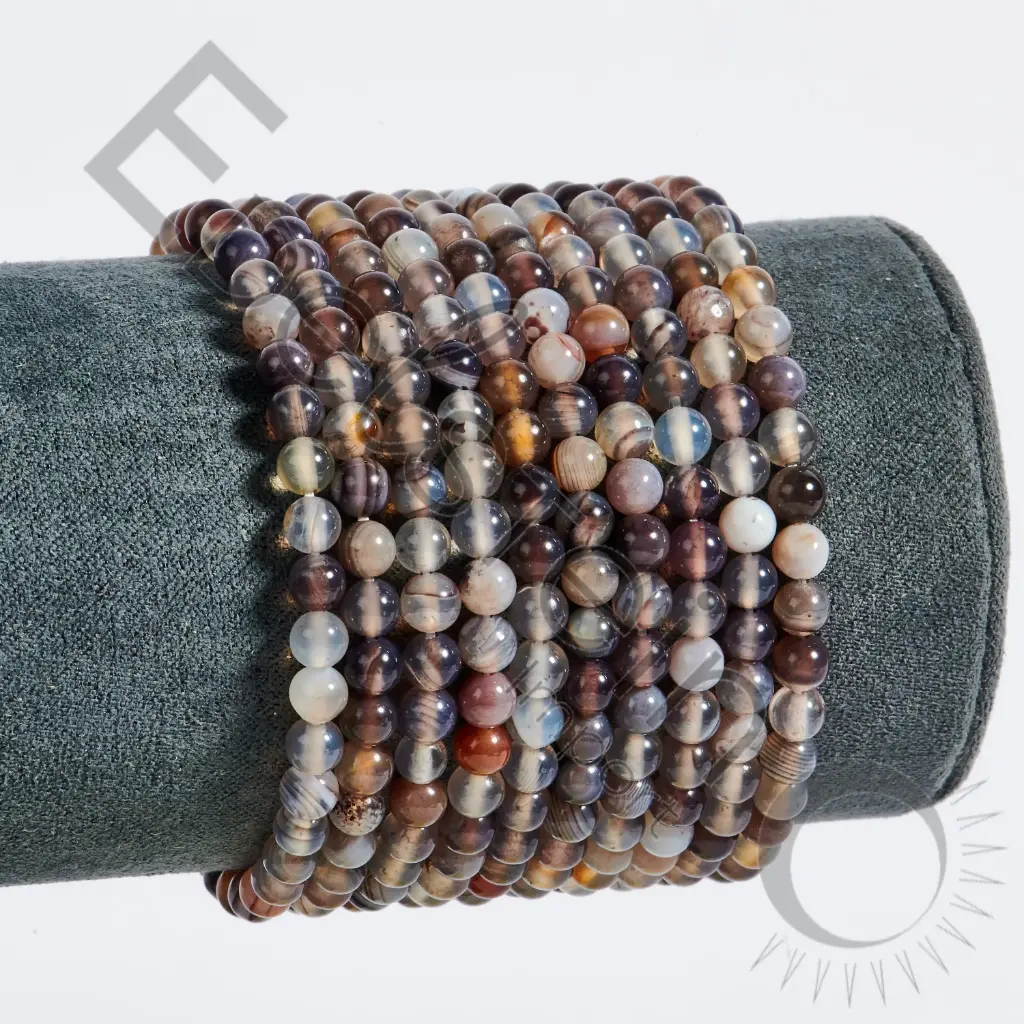 Bracelet Agate du Botswana – Perles naturelles 4mm Taille M – Grossiste minéraux