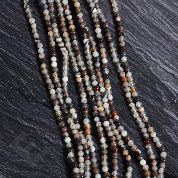 Fil de perles Agate du Botswana – Perles naturelles 4mm – Grossiste minéraux