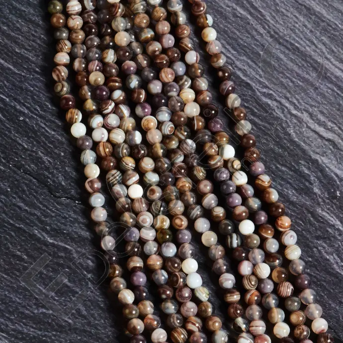 Fil de perles Agate du Botswana – Perles naturelles 6mm – Grossiste minéraux