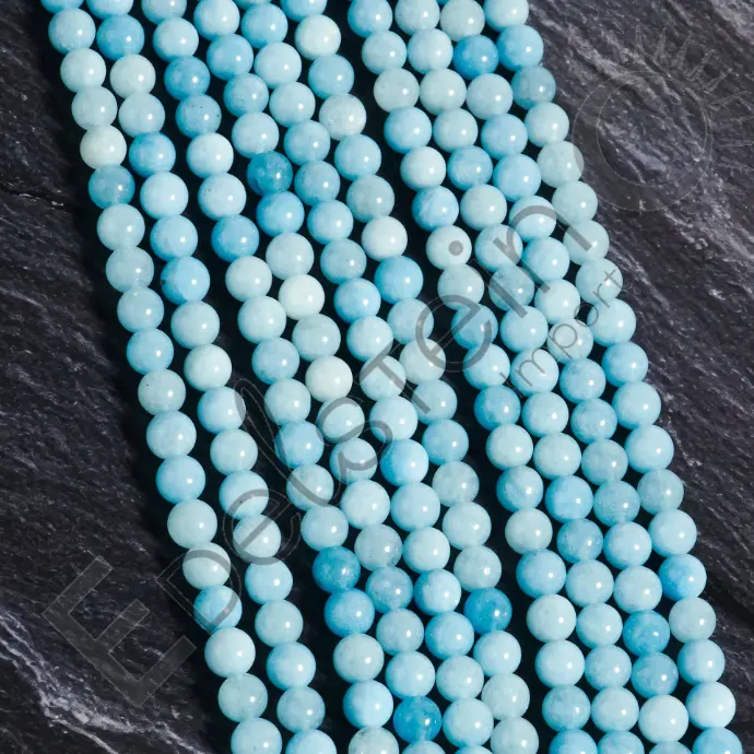 Fil de perles Aigue-Marine – Perles naturelles 8mm – Grossiste minéraux