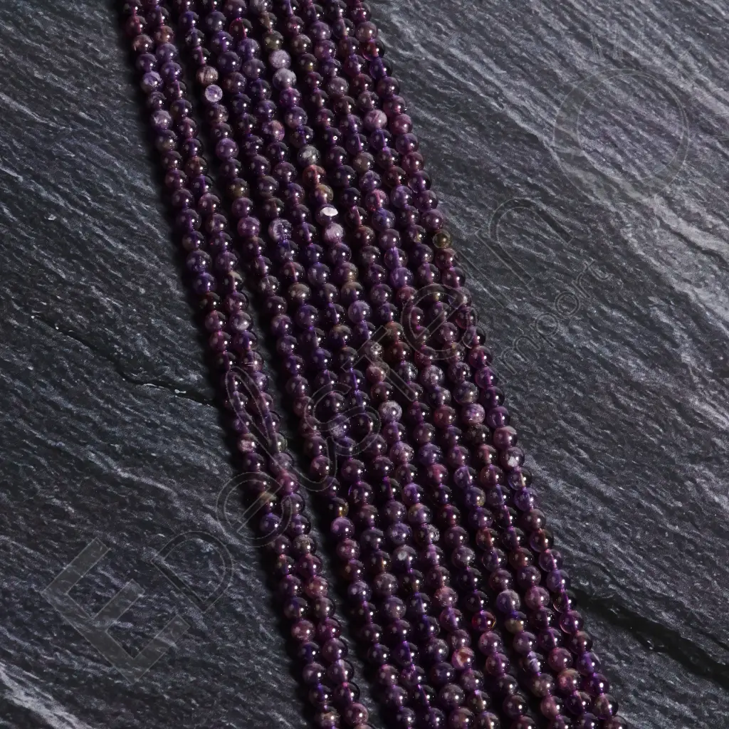 Fil de perles Améthyste – Perles naturelles 4mm – Grossiste minéraux