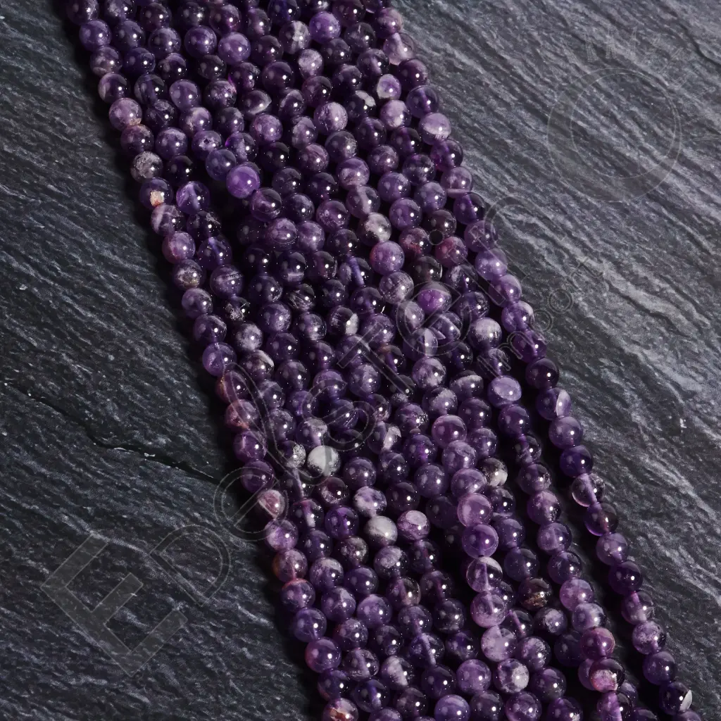 Fil de perles Améthyste – Perles naturelles 6mm – Grossiste minéraux