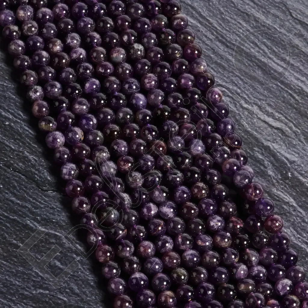Fil de perles Améthyste – Perles naturelles 8mm – Grossiste minéraux