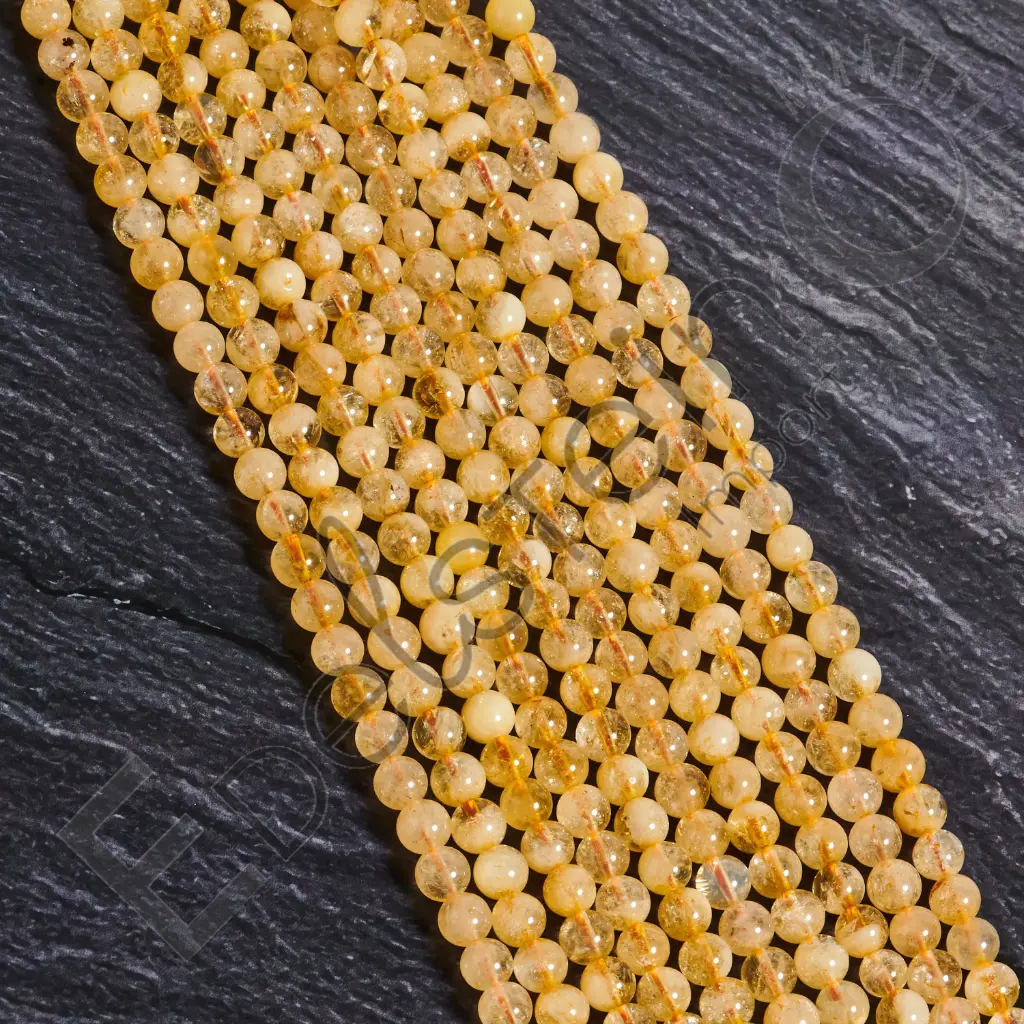 Fil de perles Citrine – Perles naturelles 6mm – Grossiste minéraux
