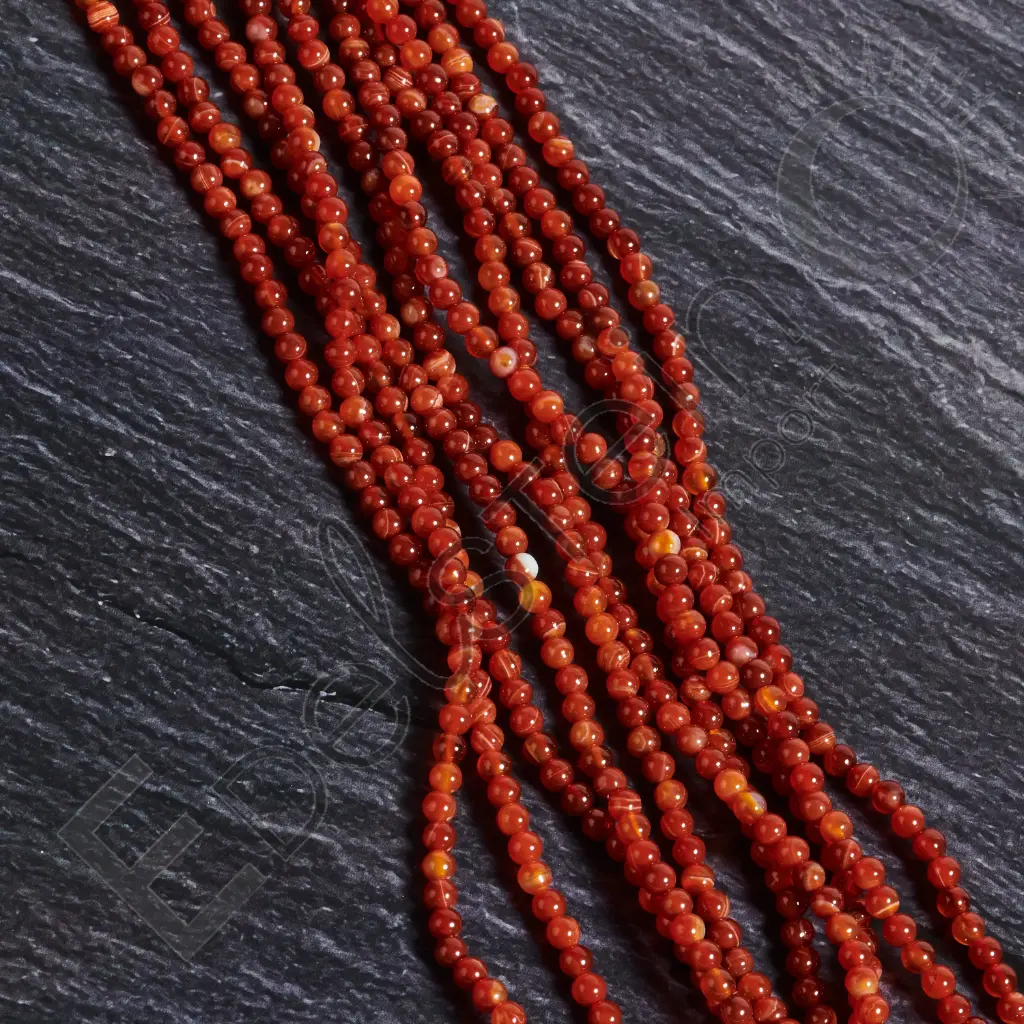 Fil de perles Cornaline – Perles naturelles 4mm – Grossiste minéraux