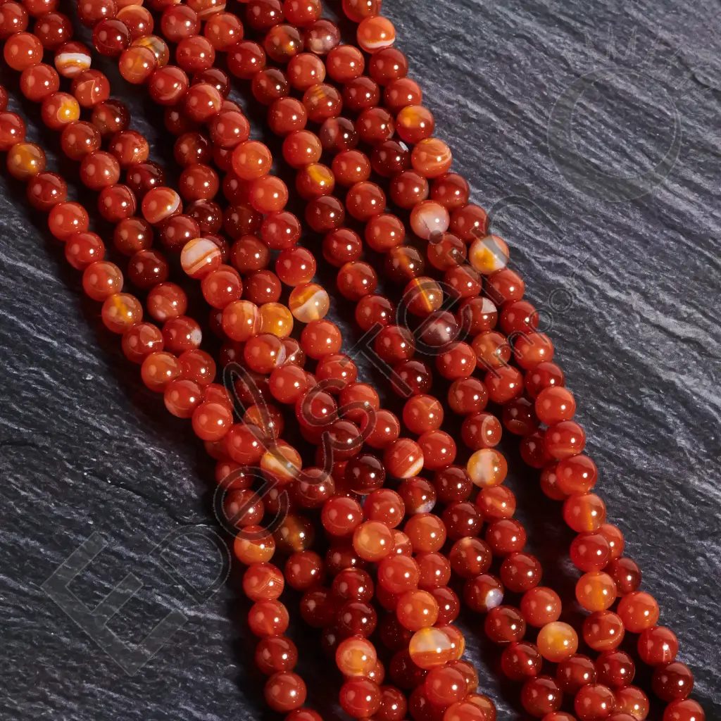 Fil de perles Cornaline – Perles naturelles 8mm – Grossiste minéraux