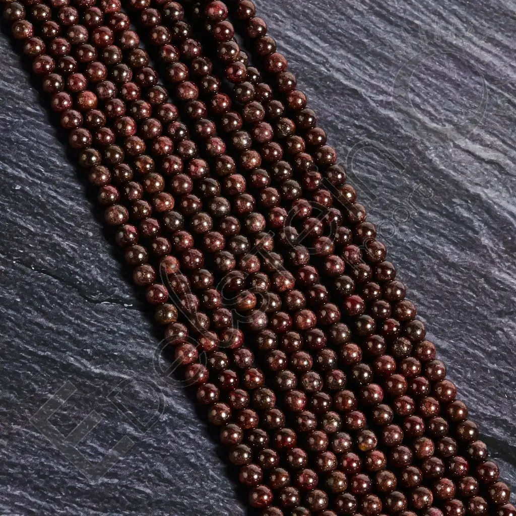 Fil de perles Grenat Almadin – Perles naturelles 6mm – Grossiste minéraux