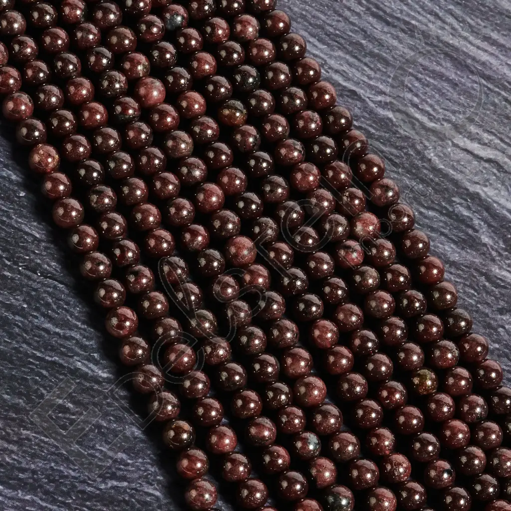 Fil de perles Grenat Almadin – Perles naturelles 8mm – Grossiste minéraux