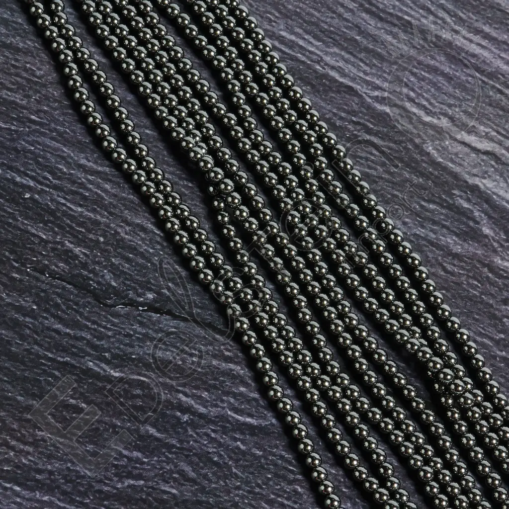 Fil de perles Hématite – Perles naturelles 4mm – Grossiste minéraux