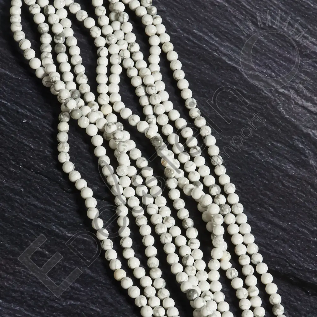 Fil de perles Howlite – Perles naturelles 4mm – Grossiste minéraux
