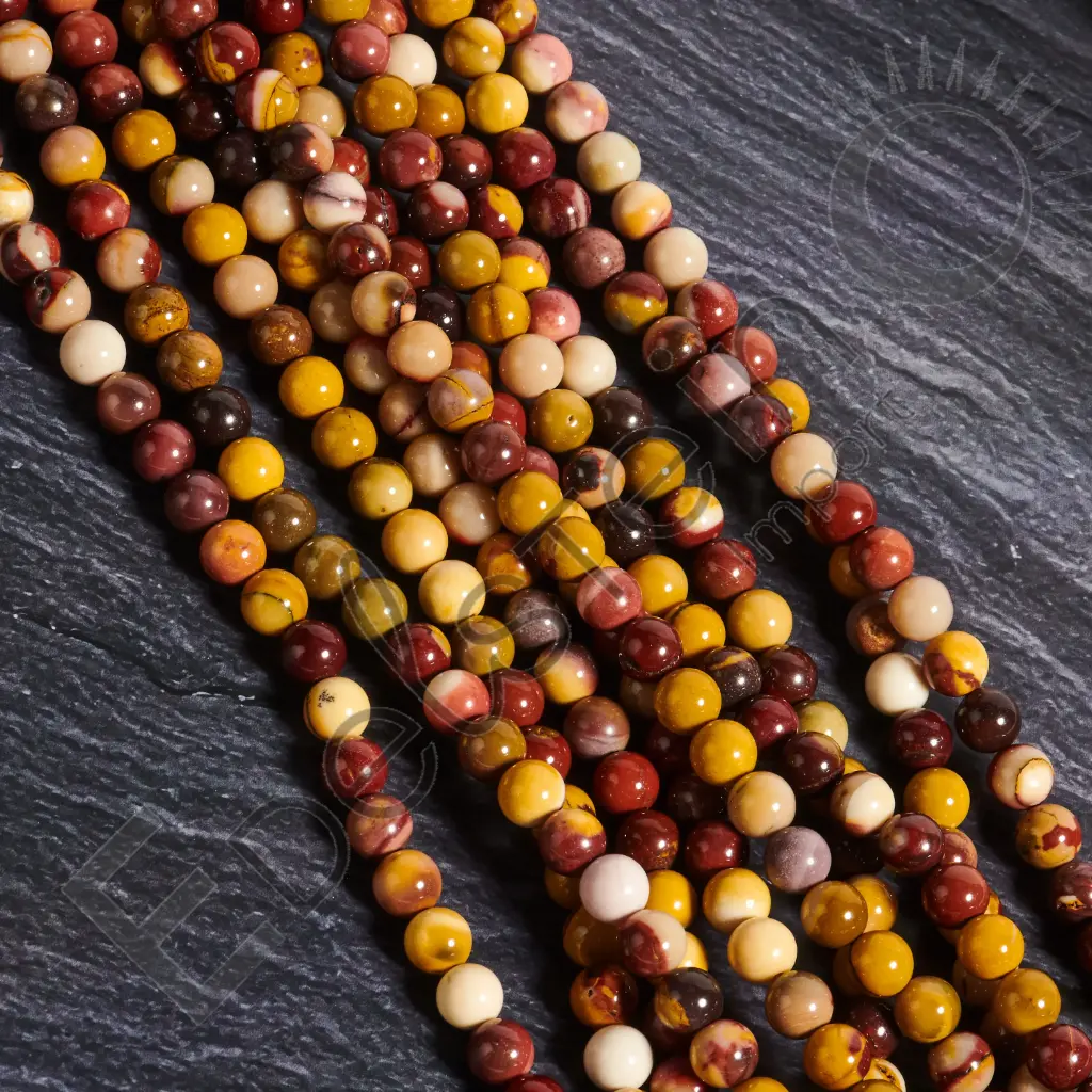 Fil de perles Jaspe Mokaïte – Perles naturelles 8mm – Grossiste minéraux