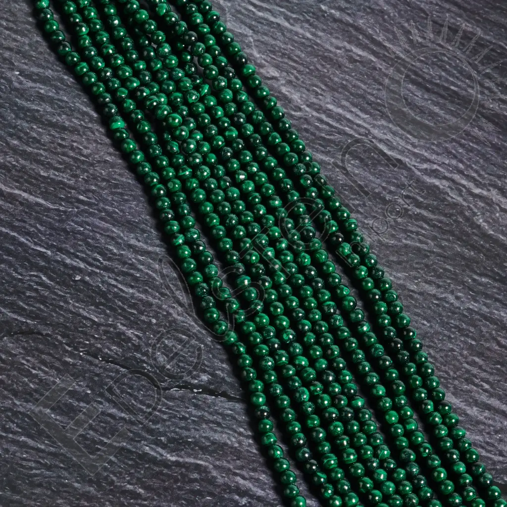 Fil de perles Malachite – Perles naturelles 4mm – Grossiste minéraux