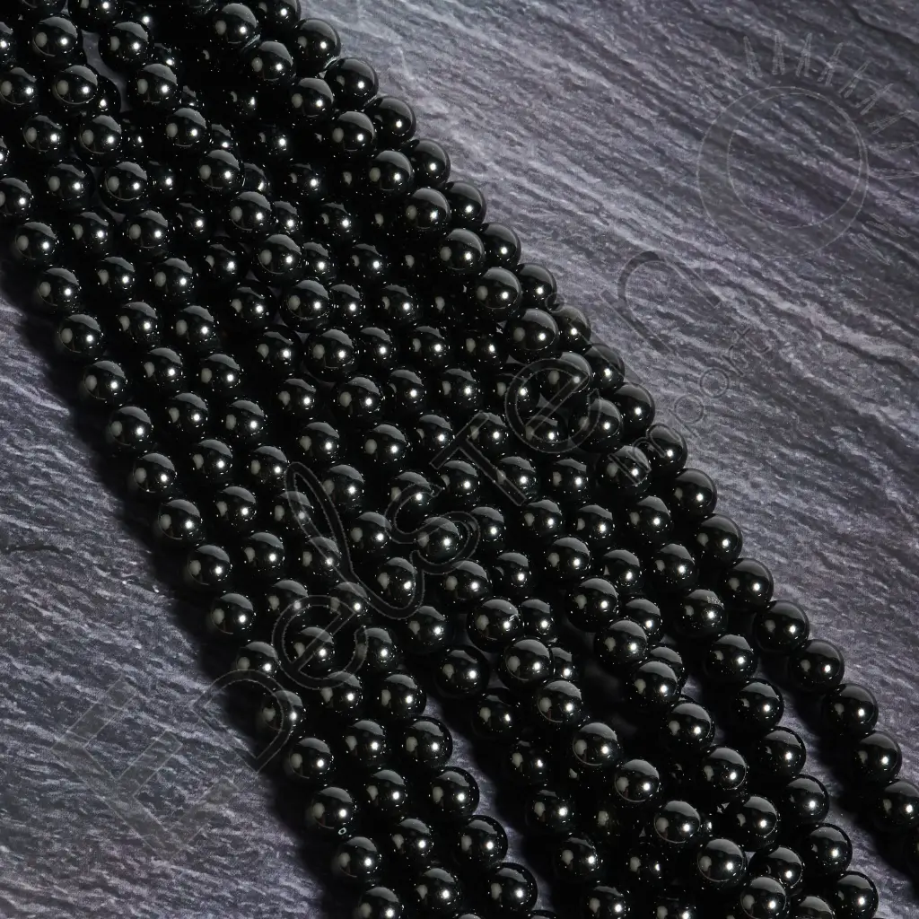 Fil de perles Obsidienne noire – Perles naturelles 8mm – Grossiste minéraux