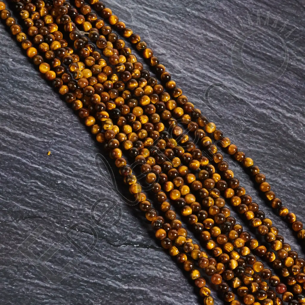 Fil de perles Oeil de Tigre – Perles naturelles 4mm – Grossiste minéraux