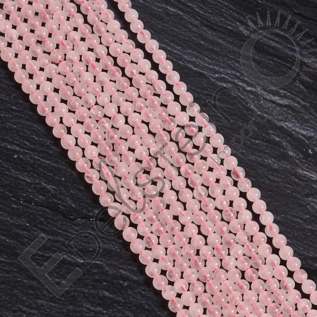 Fil de perles Quartz rose - Perles naturelles 6mm – Grossiste minéraux