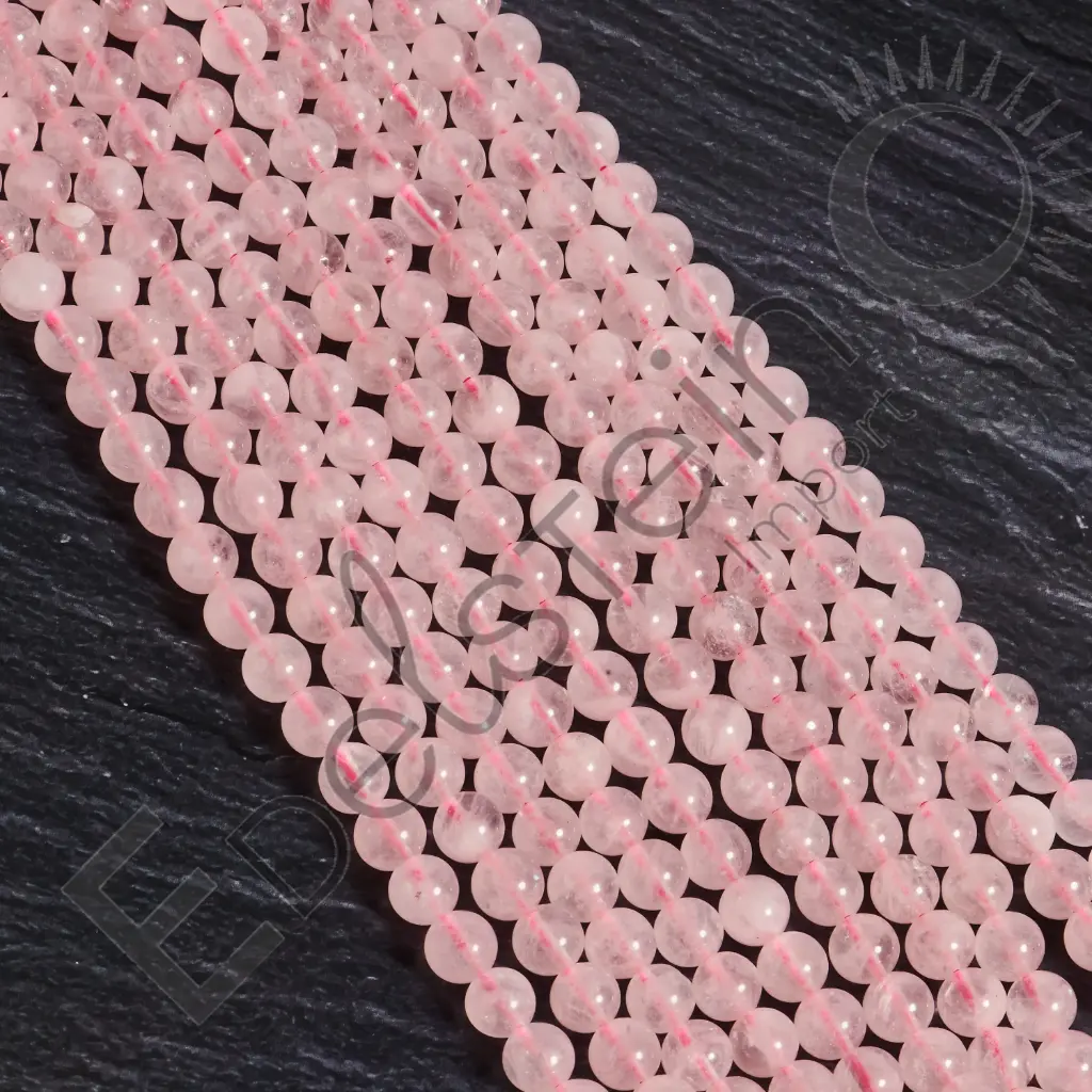 Fil de perles Quartz rose  - Perles naturelles 8mm – Grossiste minéraux