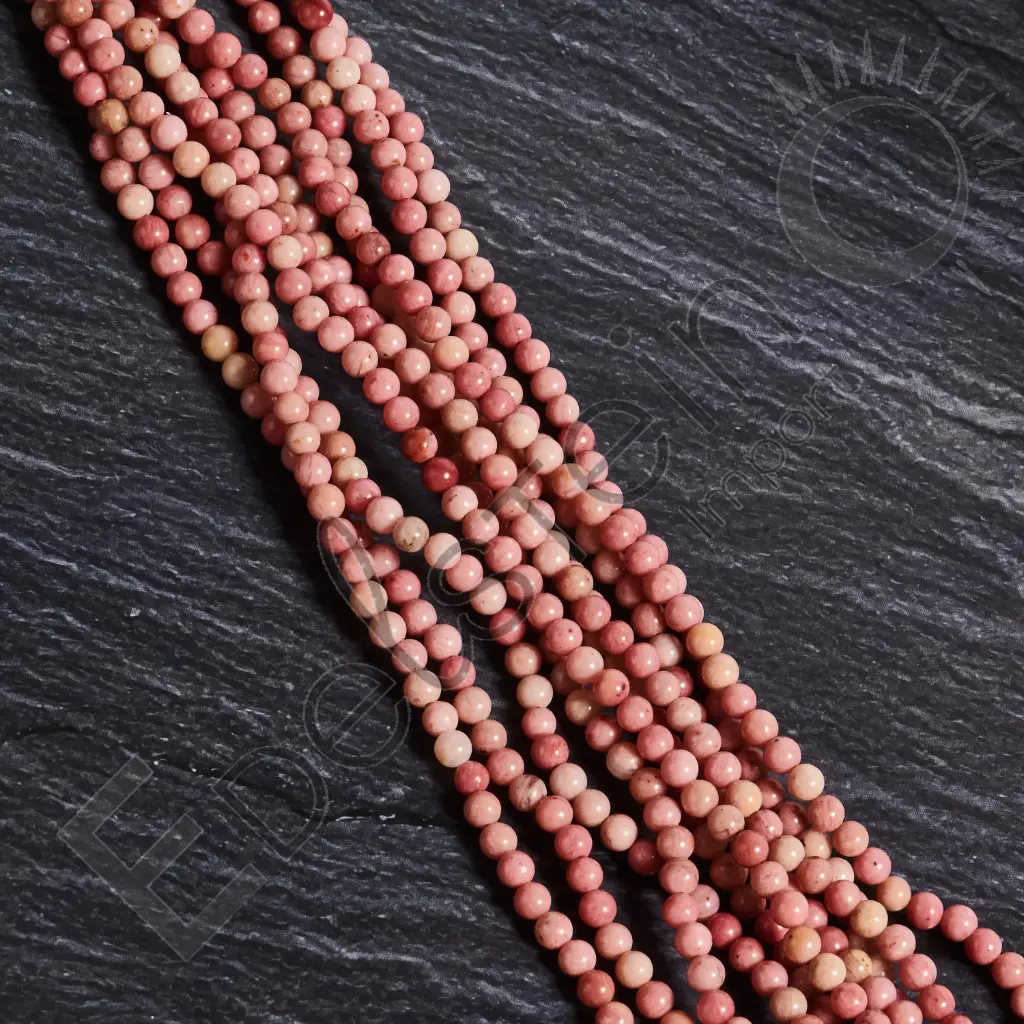 [FPE-RHODR04] Fil de perles Rhodonite rose - Perles naturelles 4mm – Grossiste minéraux