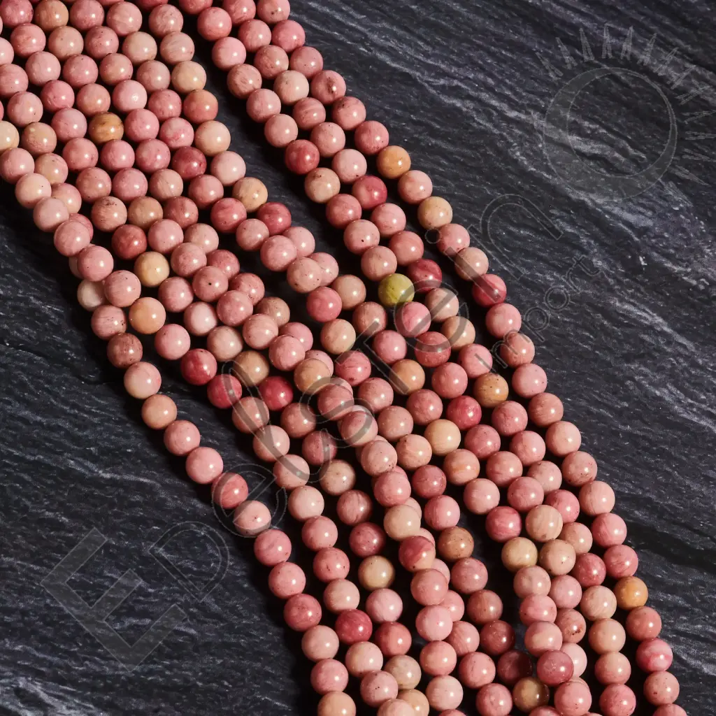 Fil de perles Rhodonite rose - Perles naturelles 6mm – Grossiste minéraux