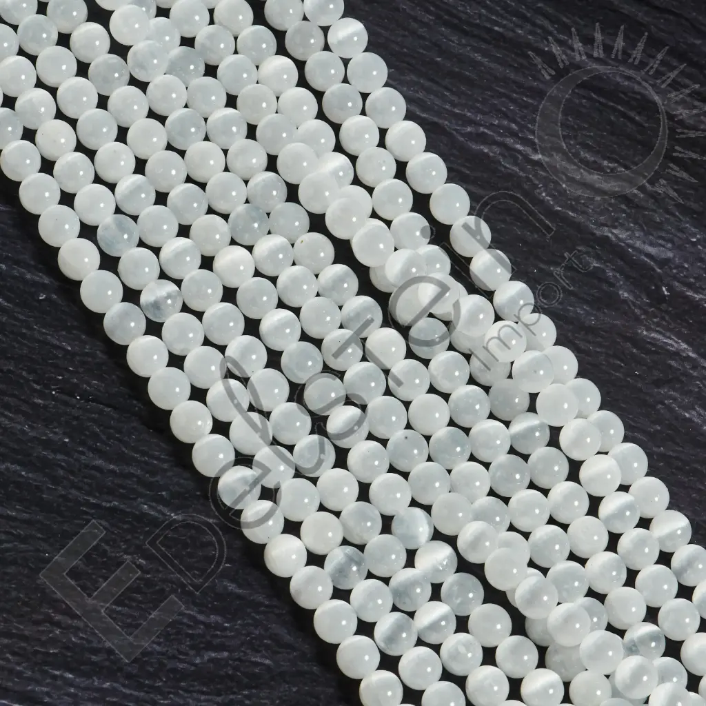 Fil de perles Sélénite - Perles naturelles 8mm – Grossiste minéraux