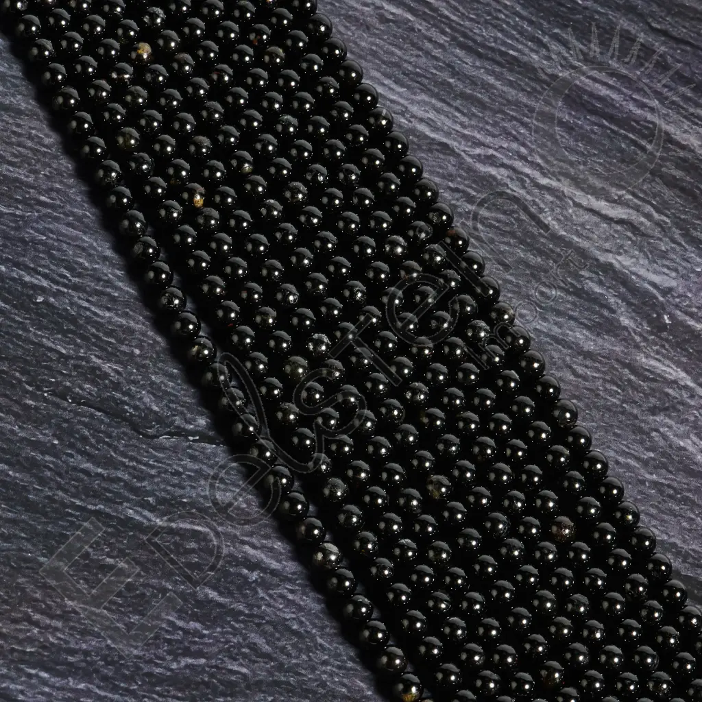 Fil de perles Tourmaline noire - Perles naturelles 6mm – Grossiste minéraux