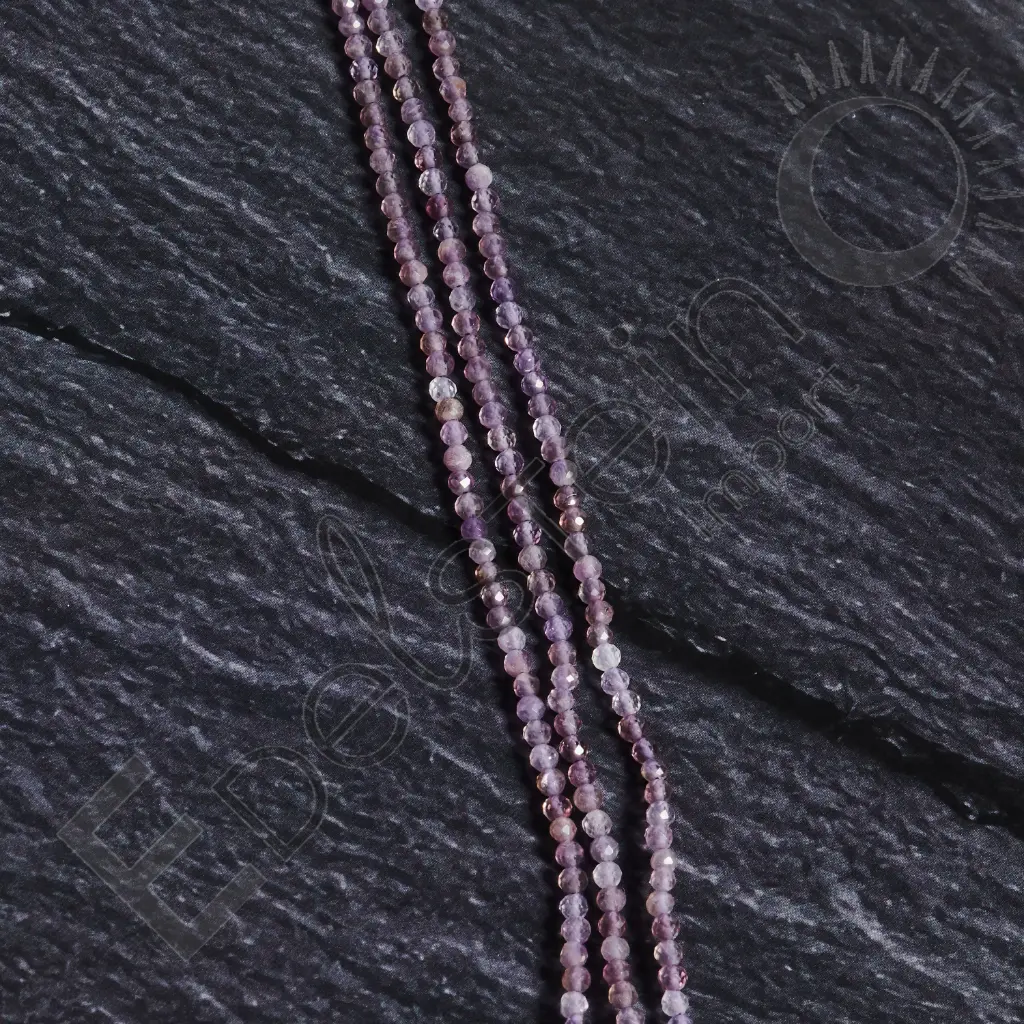 Fil de perles Améthyste – Perles naturelles facettées 2mm – Grossiste minéraux