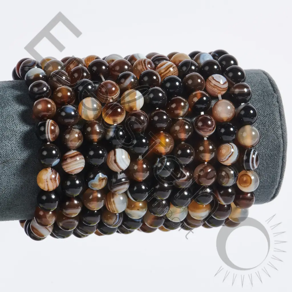 Bracelet Agate Oeil noire – Perles naturelles 8mm Taille M – Grossiste minéraux