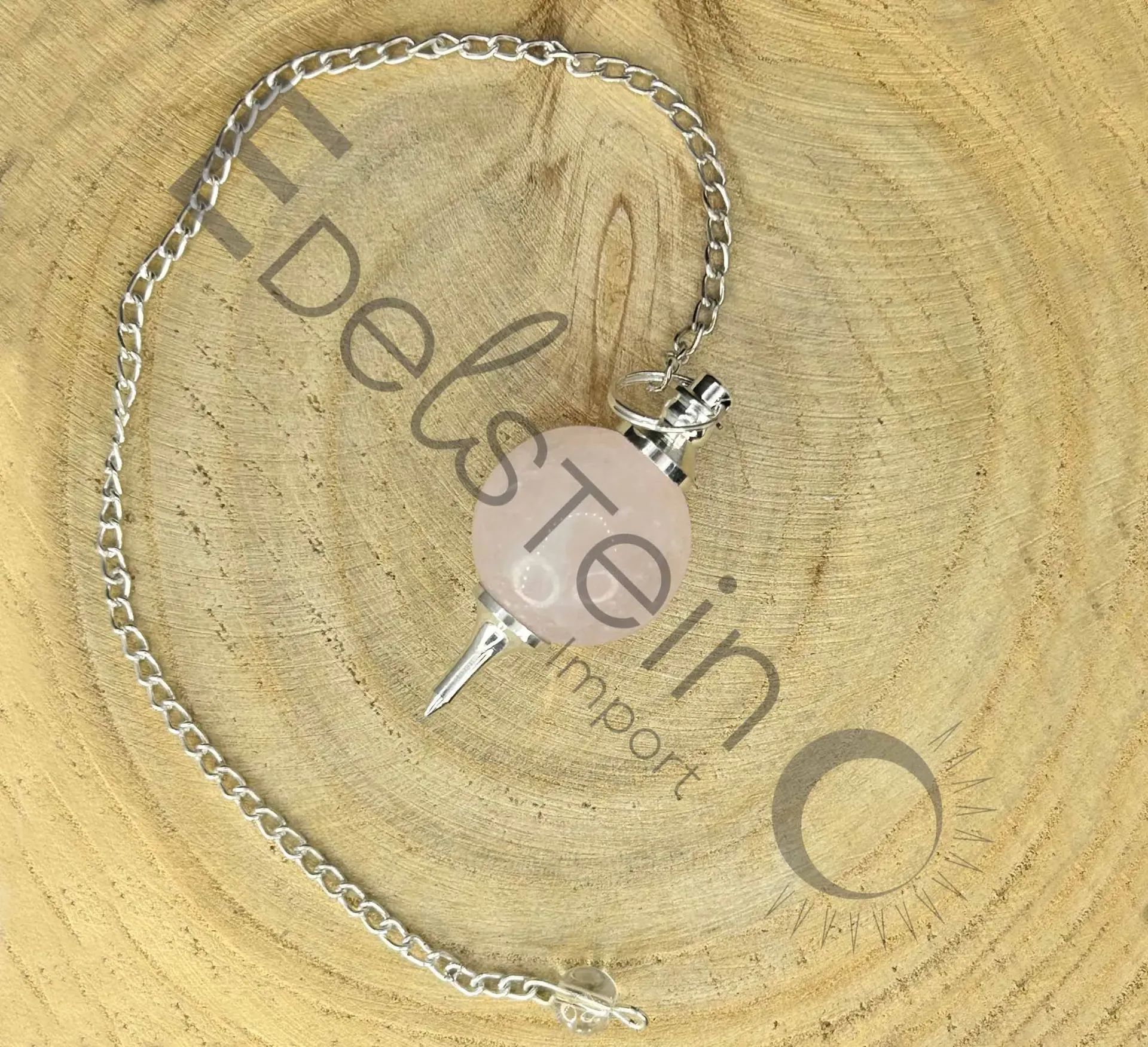 [PDL-SPH-QR] Pendule Sphère Quartz Rose - Pierres naturelles – Grossiste minéraux