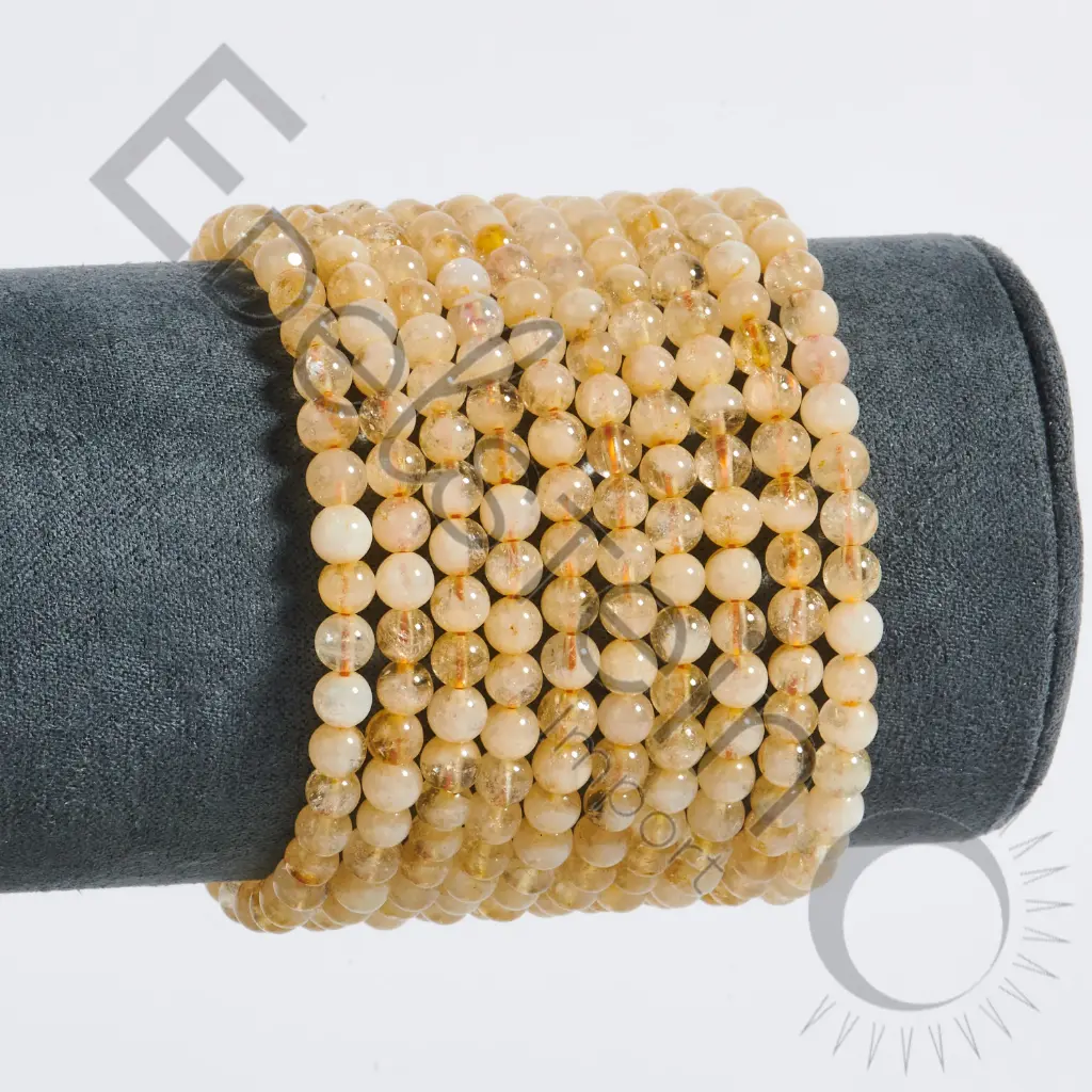 Bracelet Citrine – Perles naturelles 4mm Taille L – Grossiste minéraux