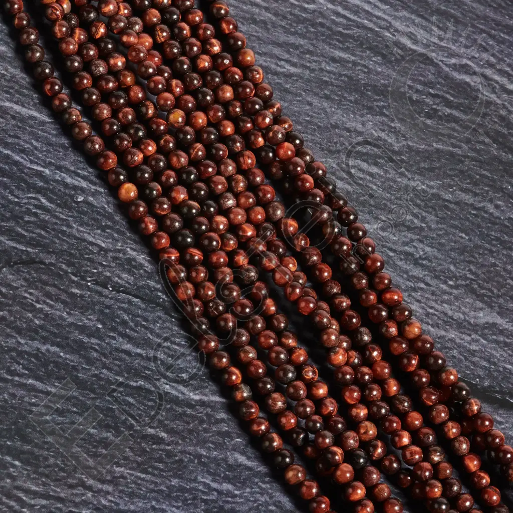 Fil de perles Oeil de Taureau – Perles naturelles 4mm – Grossiste minéraux