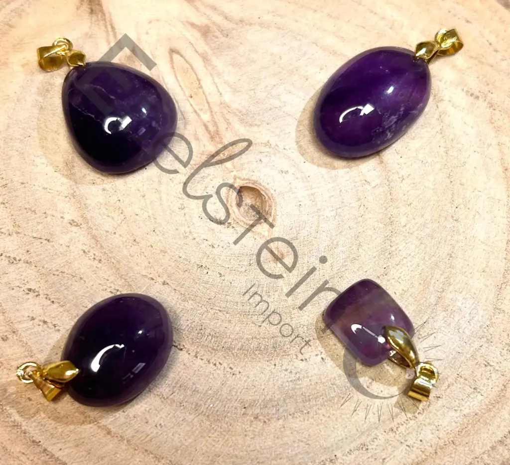 [PEN-AMEDOR-M] Pendentif Améthyste doré – Pierres naturelles Taille M – Grossiste minéraux