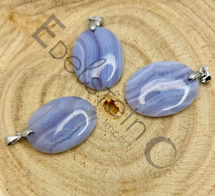 [PEN-CALCB-TL] Pendentif Calcédoine Bleue – Pierres naturelles Taille L – Grossiste minéraux
