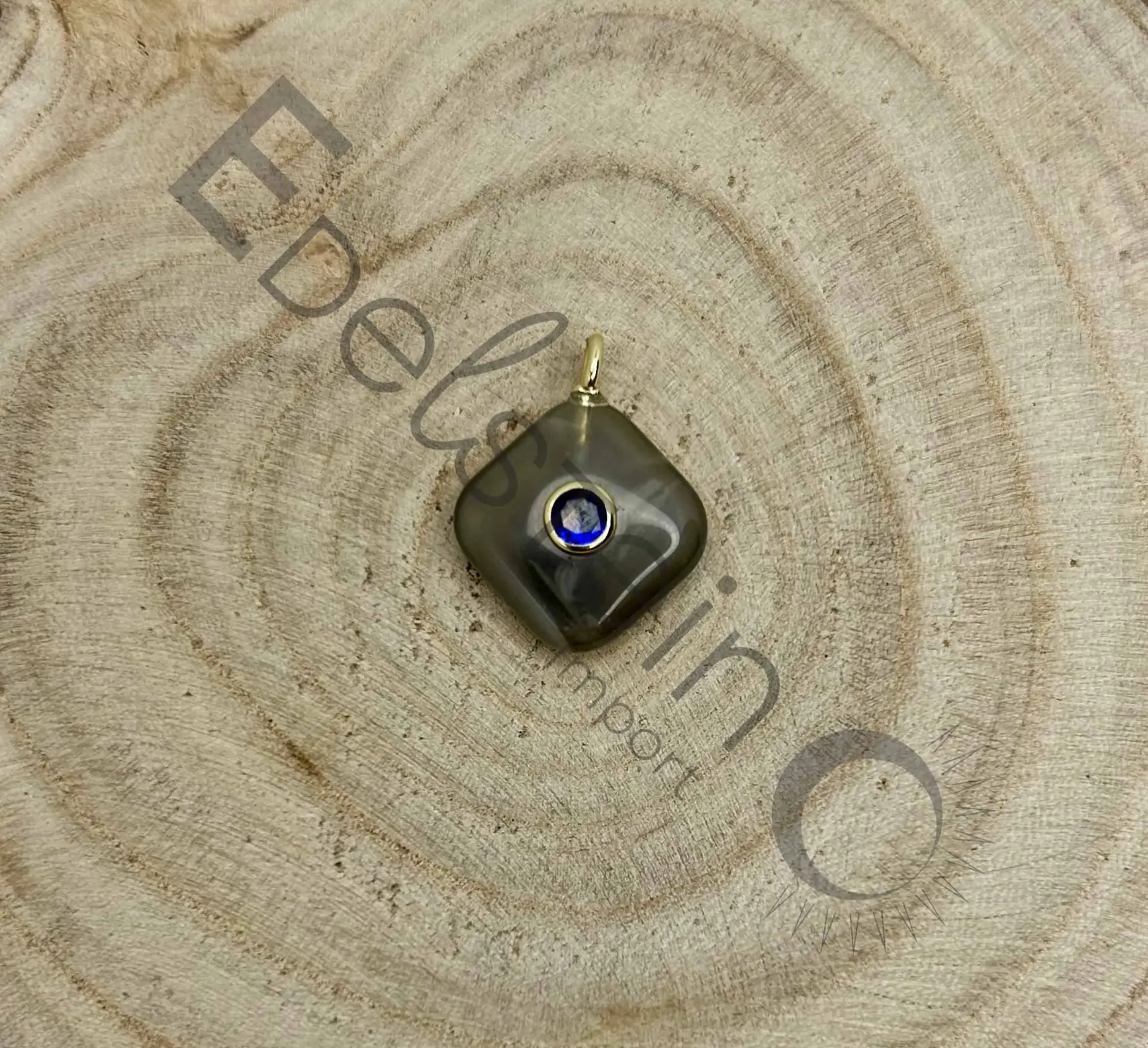 Pendentif Labradorite Carré avec Lapis Lazuli incrusté - Pierres naturelles Taille S – Grossiste minéraux