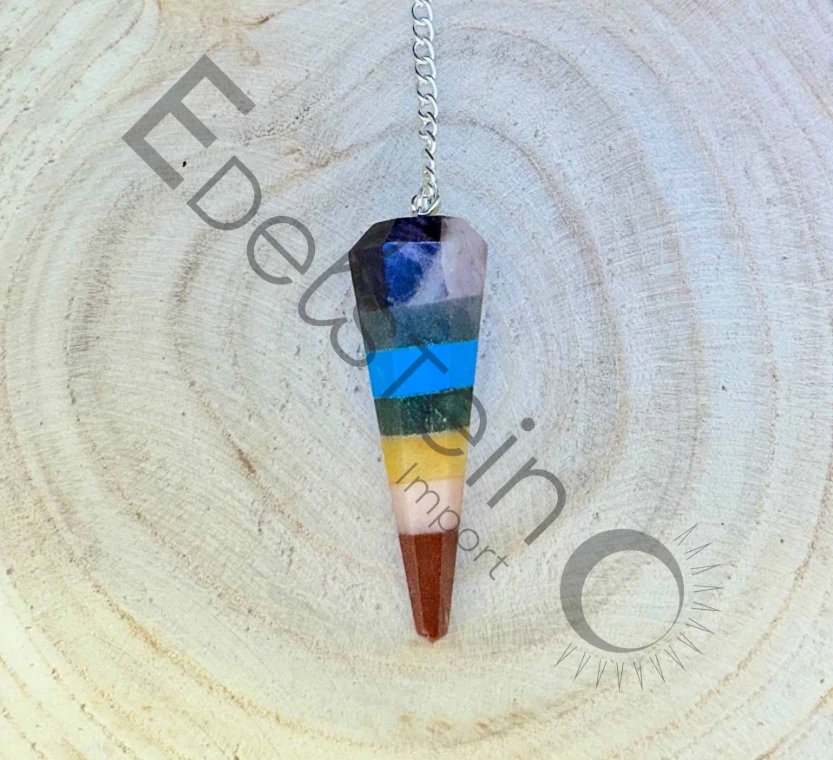 [PDL-CNQ-7CH] Pendule Conique 7 Chakras - Pierres naturelles – Grossiste minéraux