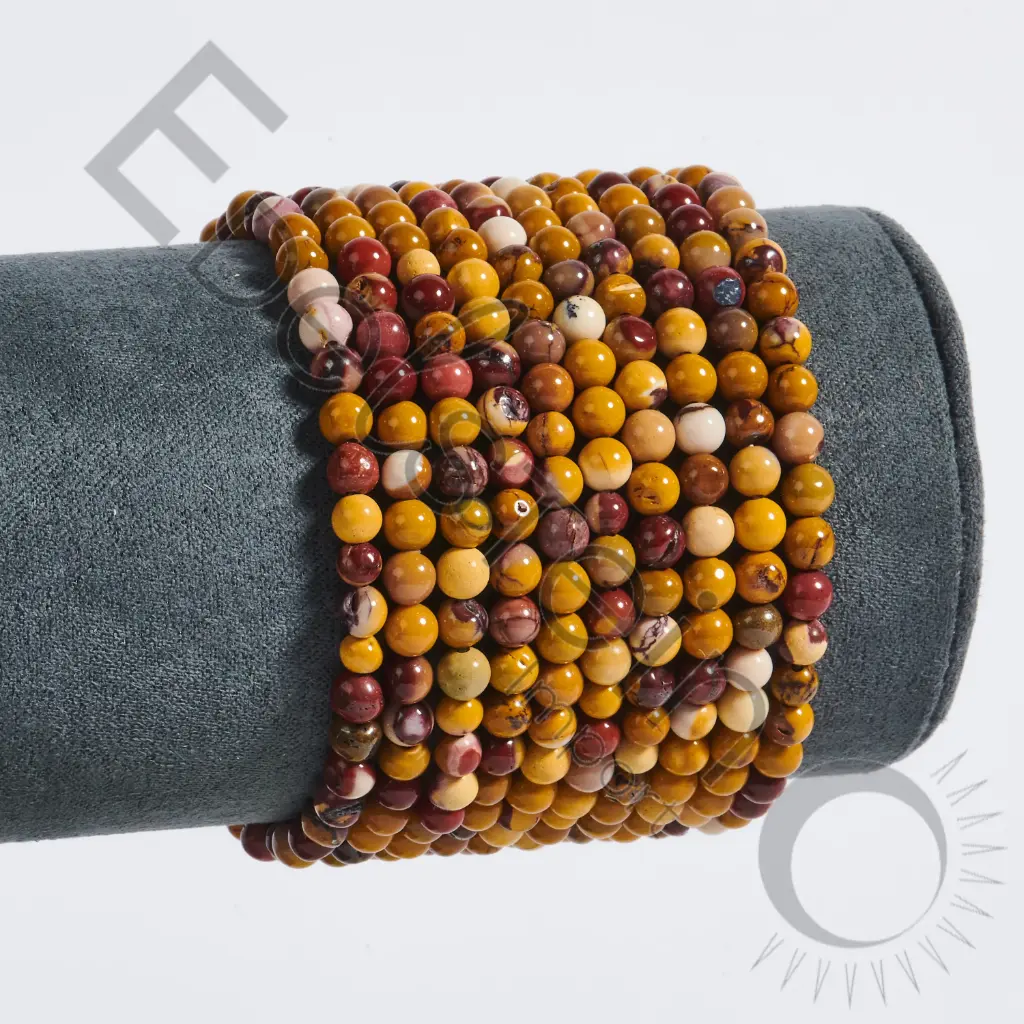 Bracelet Jaspe Mokaïte – Perles naturelles 4mm Taille L – Grossiste minéraux