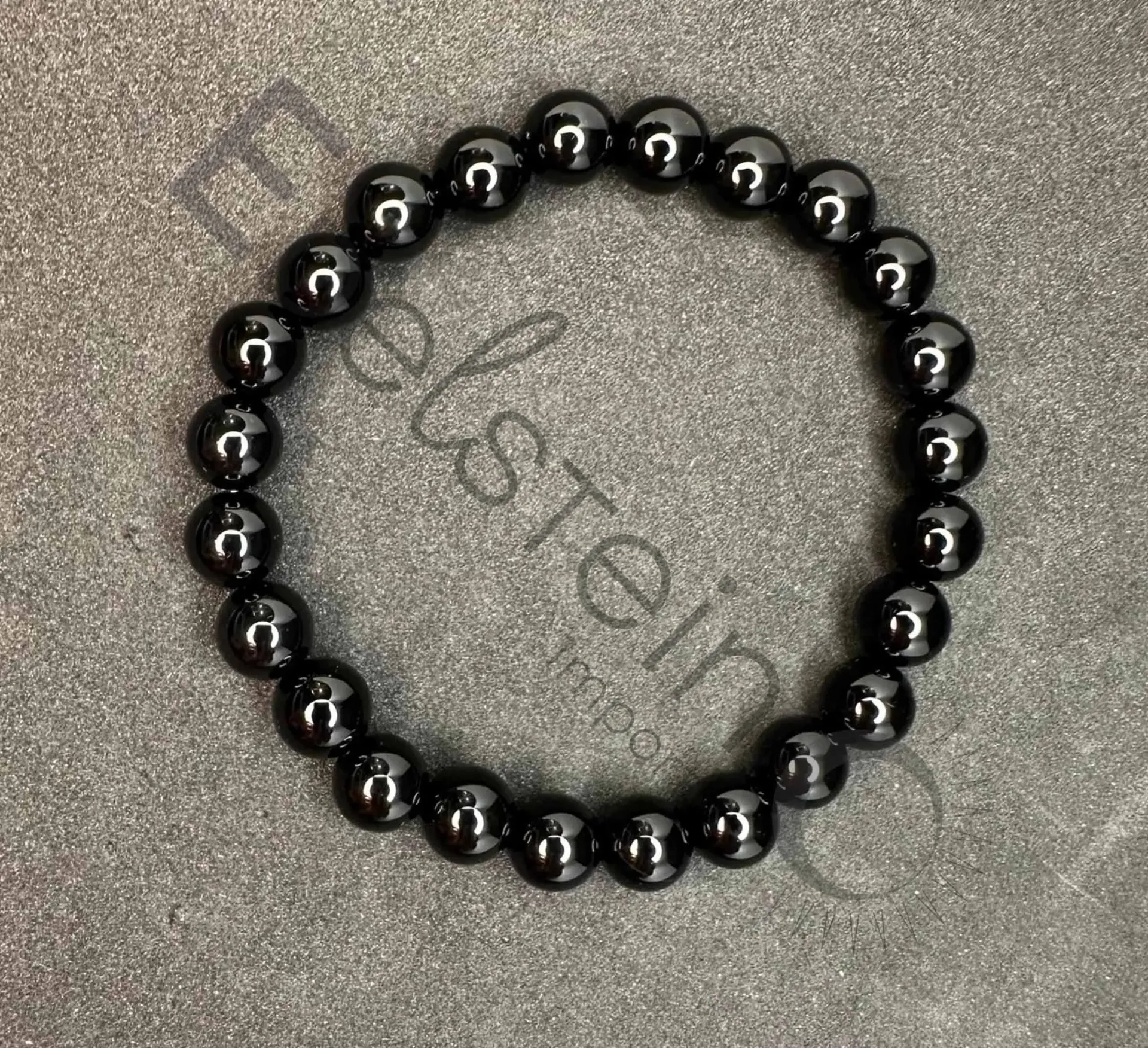 Bracelet Spinelle noire - Perles naturelles 8mm Taille M – Grossiste minéraux