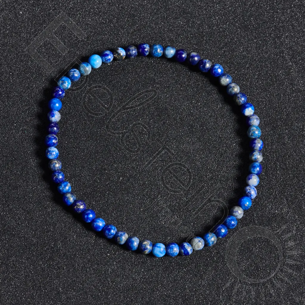 [BRC-LAPL04-TM] Bracelet Lapis Lazuli – Perles naturelles 4mm Taille M – Grossiste minéraux