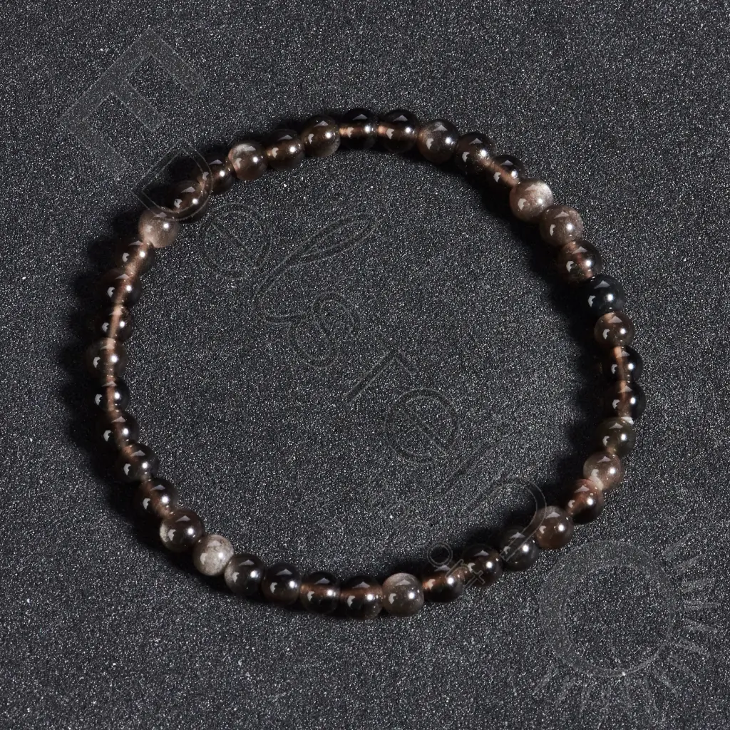 Bracelet Obsidienne argenté – Perles naturelles 4mm Taille M – Grossiste minéraux