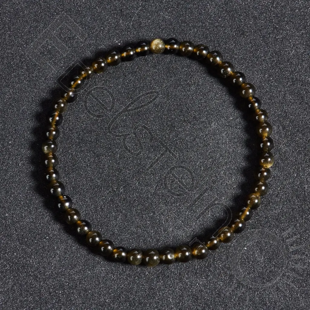 Bracelet Obsidienne dorée – Perles naturelles 4mm Taille L – Grossiste minéraux