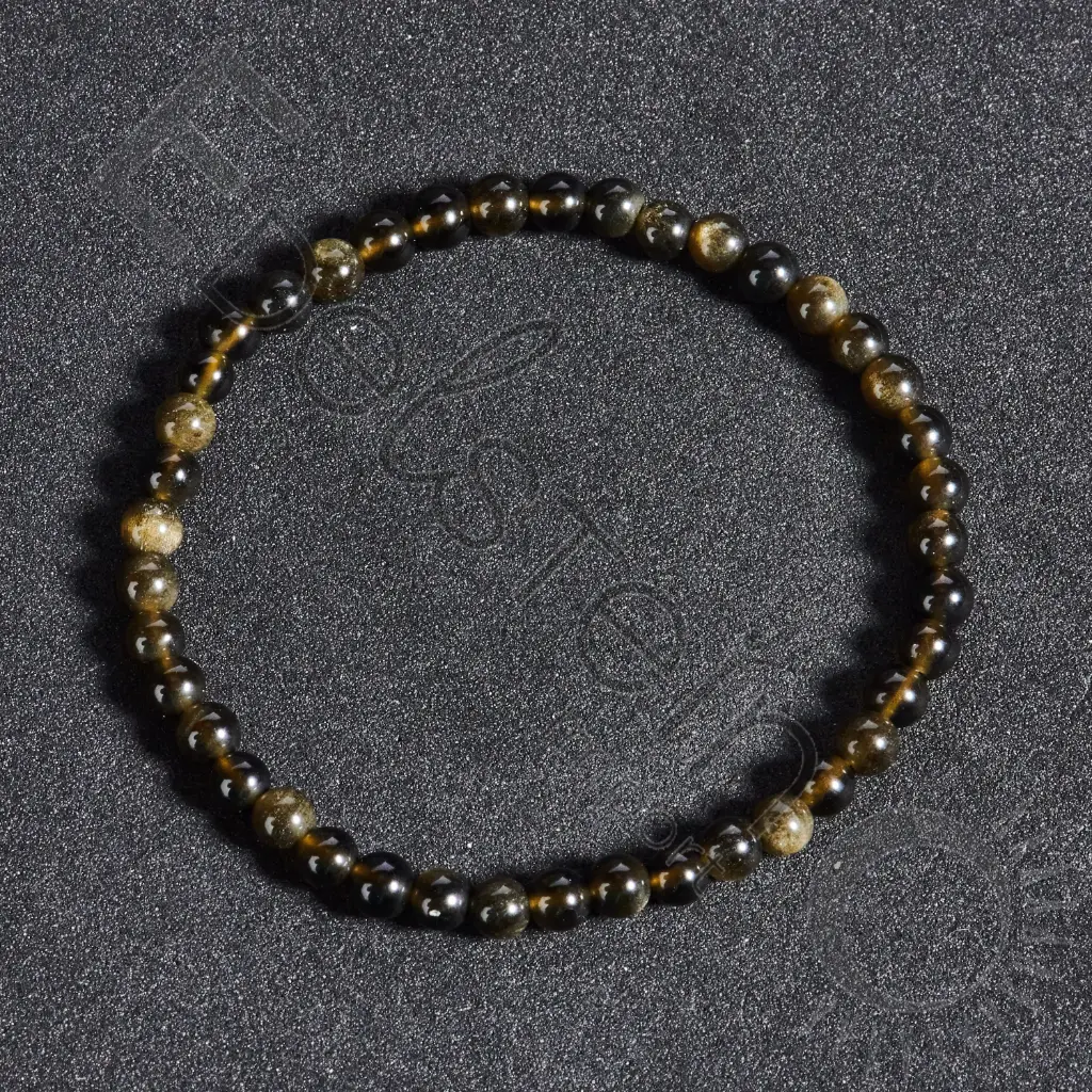 Bracelet Obsidienne dorée – Perles naturelles 4mm Taille M – Grossiste minéraux