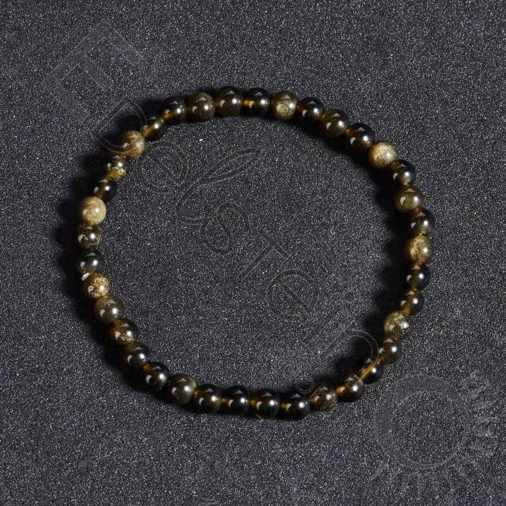 Bracelet Obsidienne dorée – Perles naturelles 4mm Taille S – Grossiste minéraux