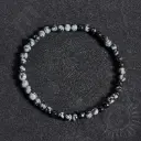 Bracelet Obsidienne neige – Perles naturelles 4mm Taille L – Grossiste minéraux