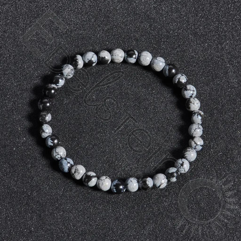 Bracelet Obsidienne neige – Perles naturelles 4mm Taille S – Grossiste minéraux