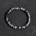 Bracelet Obsidienne neige – Perles naturelles 4mm Taille S – Grossiste minéraux