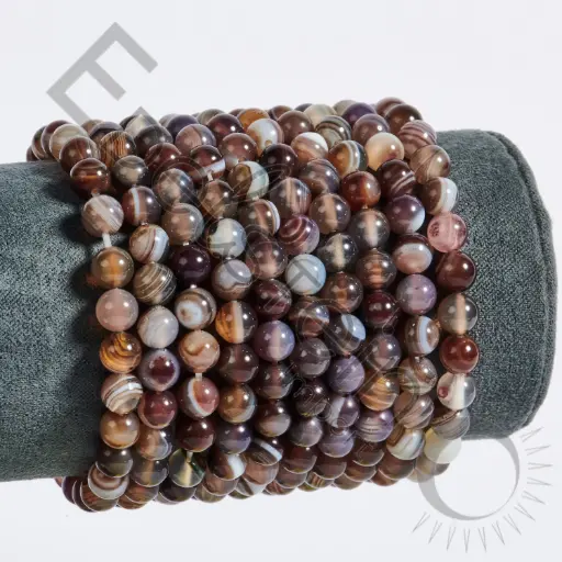 [BRC-AGB06-TS] Bracelet Agate du Botswana – Perles naturelles 6mm Taille S – Grossiste minéraux