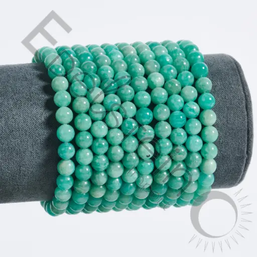 [BRC-AMA06-TL] Bracelet Amazonite – Perles naturelles 6mm Taille L – Grossiste minéraux
