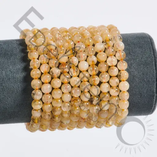 [BRC-CIT06-TM] Bracelet Citrine – Perles naturelles 6mm Taille M – Grossiste minéraux