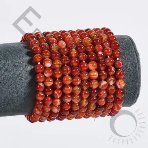 [BRC-CORN06-TS] Bracelet Cornaline – Perles naturelles 6mm Taille S – Grossiste minéraux