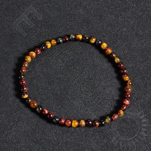 [BRC-OTTF04-TM] Bracelet Triple Protection - Oeil de Tigre Taureau Faucon - 4mm Taille M - Grossiste minéraux