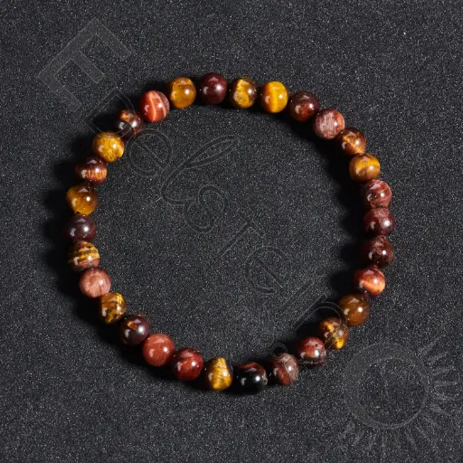 [BRC-OTTF06-TM] Bracelet Triple Protection - Oeil de Tigre Taureau Faucon - 6mm Taille M - Grossiste minéraux